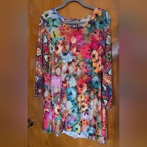 Amma Design Long Sleeve Tunic-Size XLarge-Colorful-Boho Made In LA